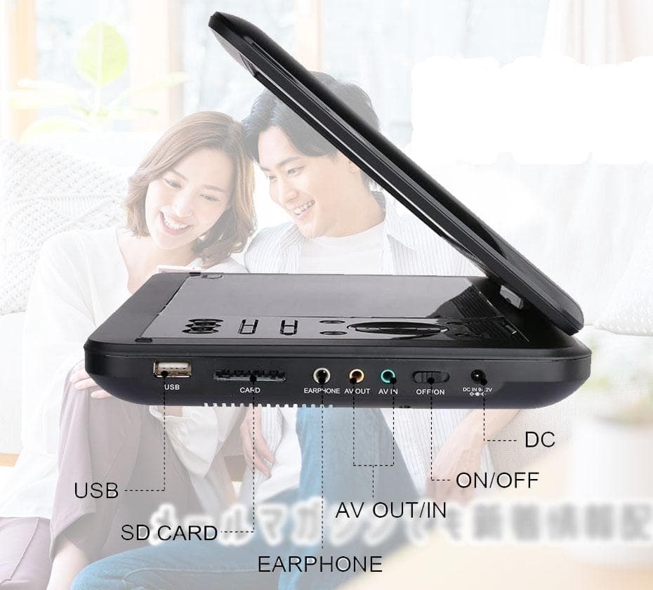 12.6型 DVDポータブル 大画面CPRM対応 リージョンフリー AV入出力