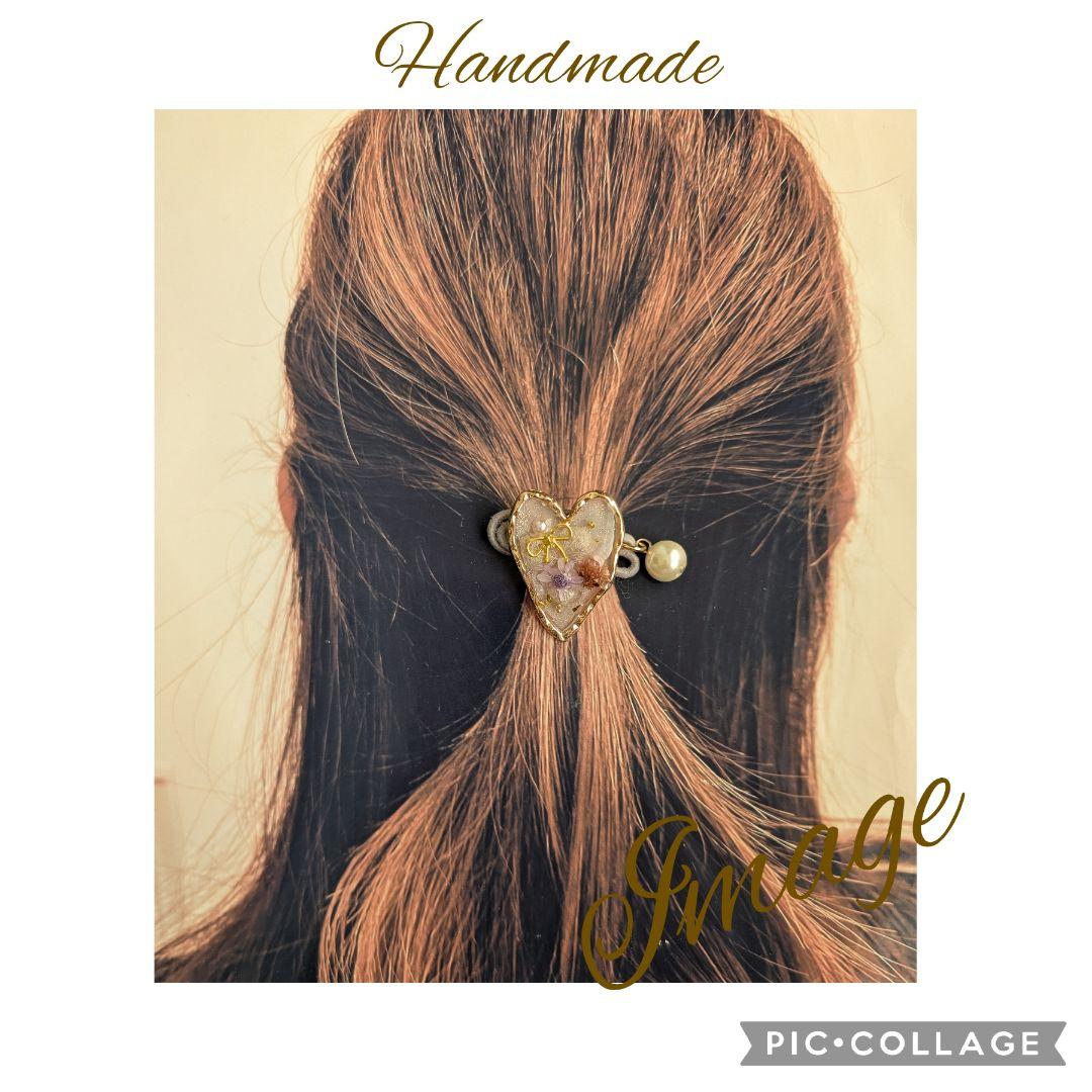 mamerin ♪様お取り置き№4007 ハートフレームフラワーレジンヘアゴム