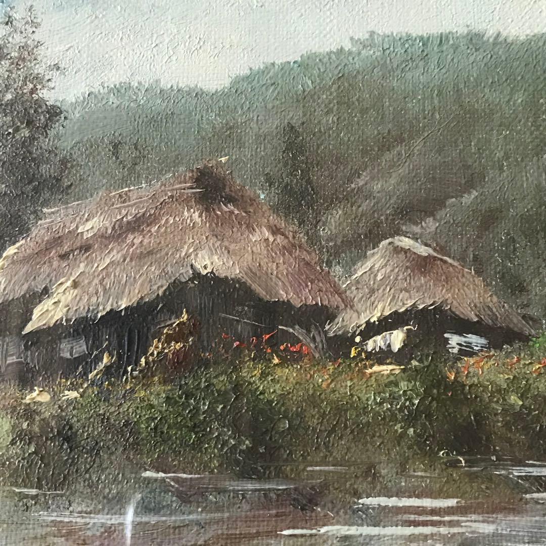 駒井敬三郎(駒井啓三郎)「土蔵と農家」油彩 SM 額装 無所属 油絵 油画 C