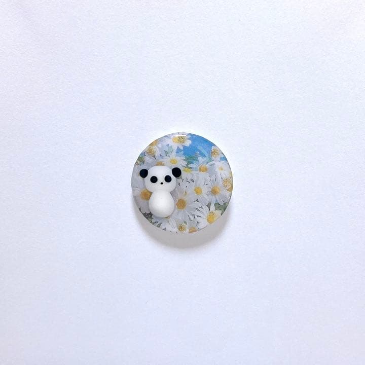 ★ブローチ★   パンダ　白いお花　レジン