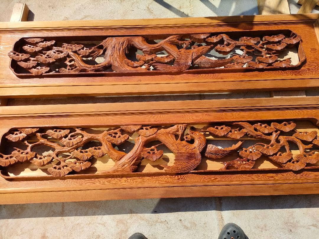木製彫刻 パネル 2点セット