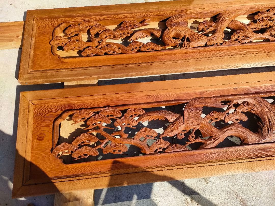 木製彫刻 パネル 2点セット