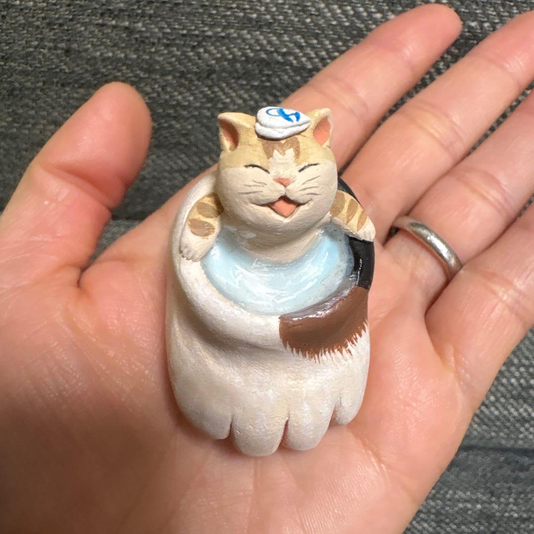 最終価格！作家もりわじん　手捻り１点もの　猫足風呂　招き猫