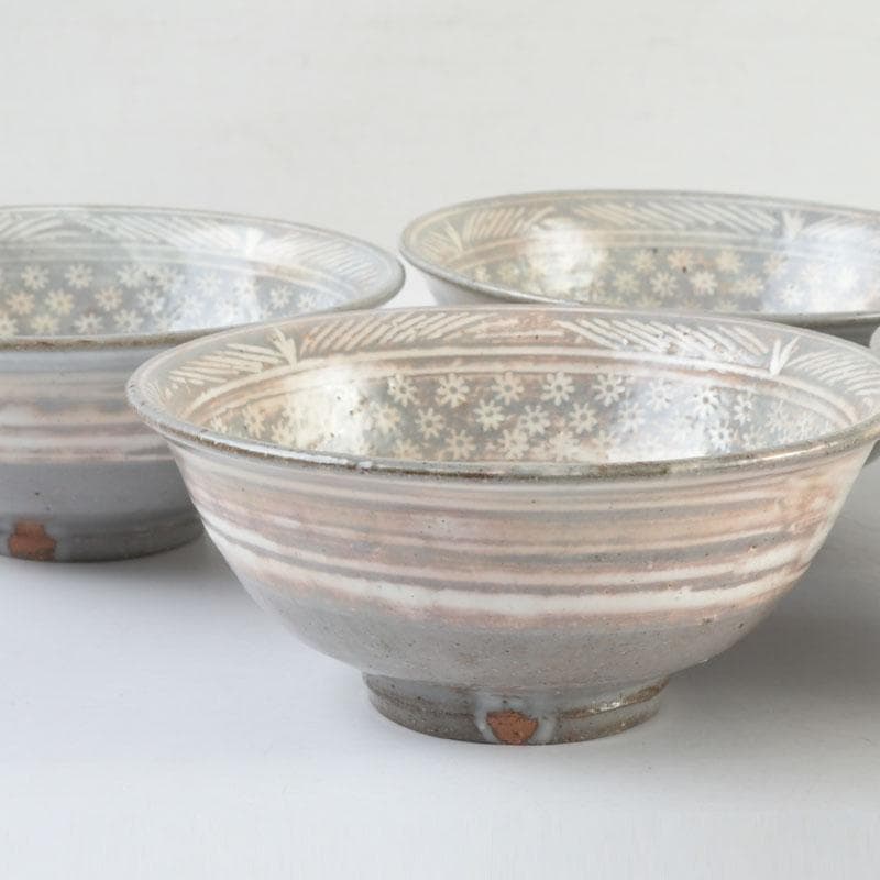 美優 茶道具　金海駕洛窯　三島　数茶碗　五客　共箱　V　9468