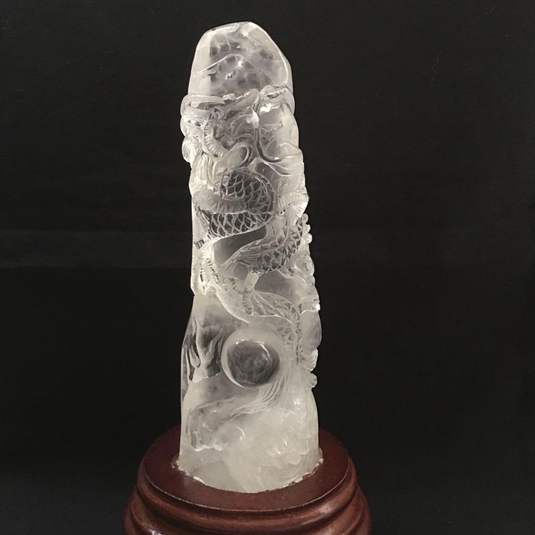 天然石 水晶  龍　彫刻　昇り龍　縁起物