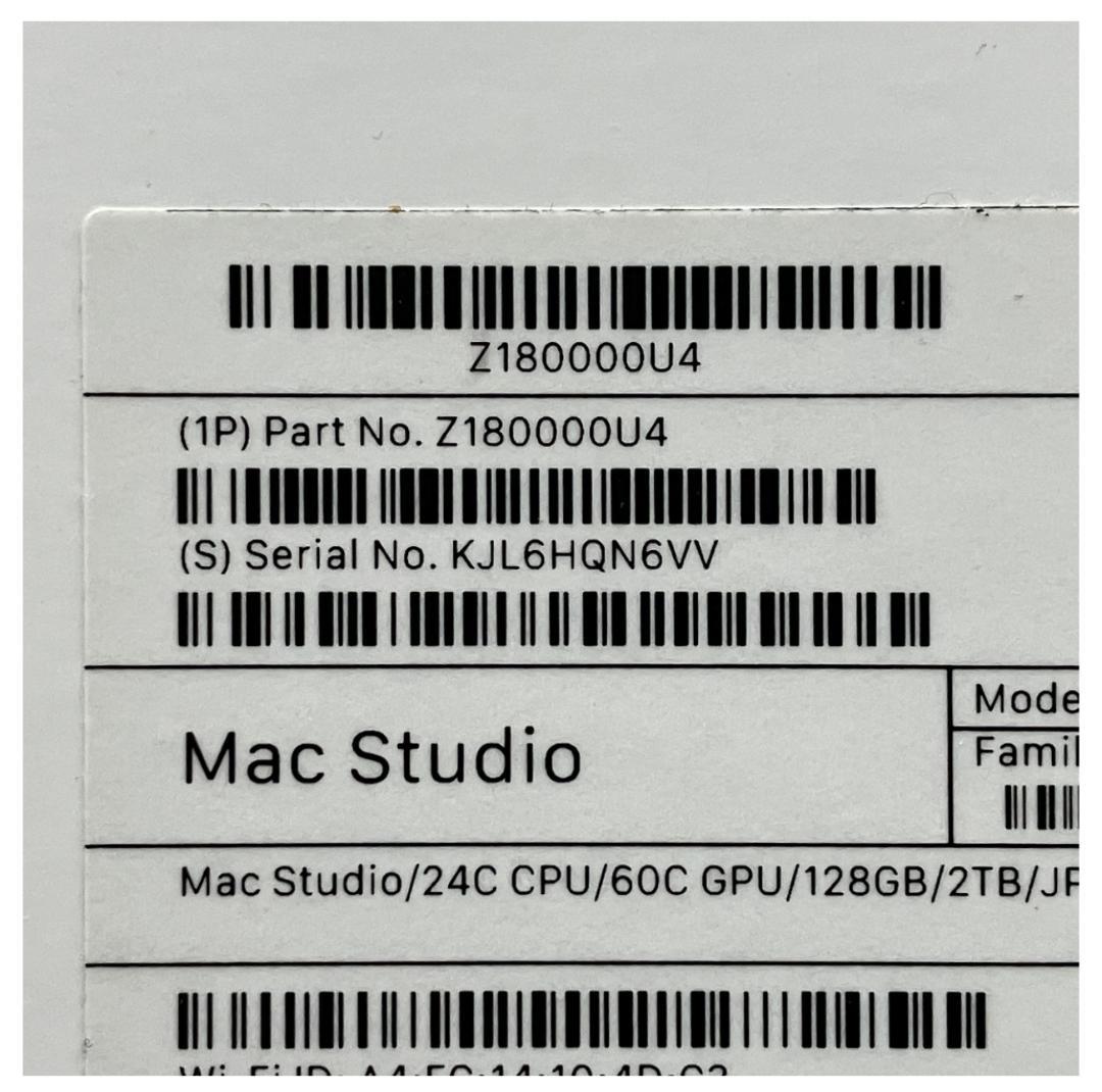 Macデスクトップ Mac Studio 2023 M2 Ultra 128GB SSD 2TB