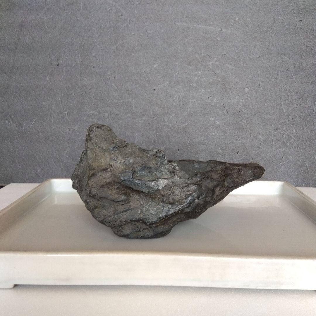 黒い水石 中型 自然石と水盤のセット