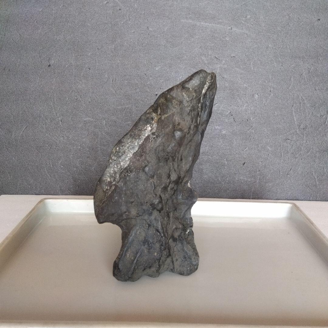 黒い水石 中型 自然石と水盤のセット