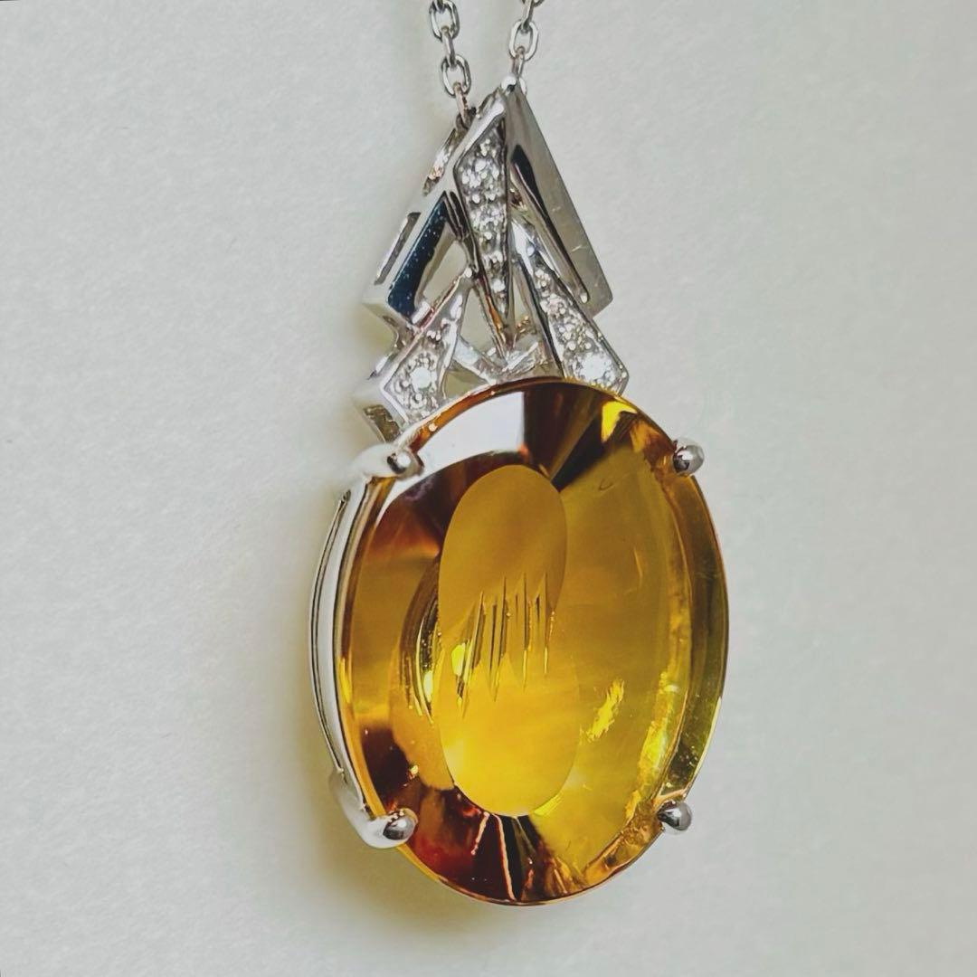 K18WG ムーンシュタイナーカット 大きな シトリン 10.77トップ ダイヤ