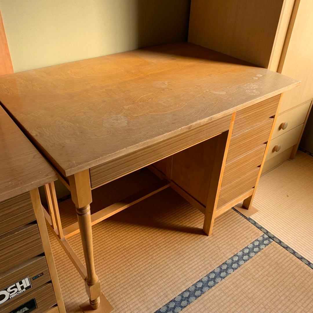 ナチュラルウッドデスク 5引き出し付き 学習机