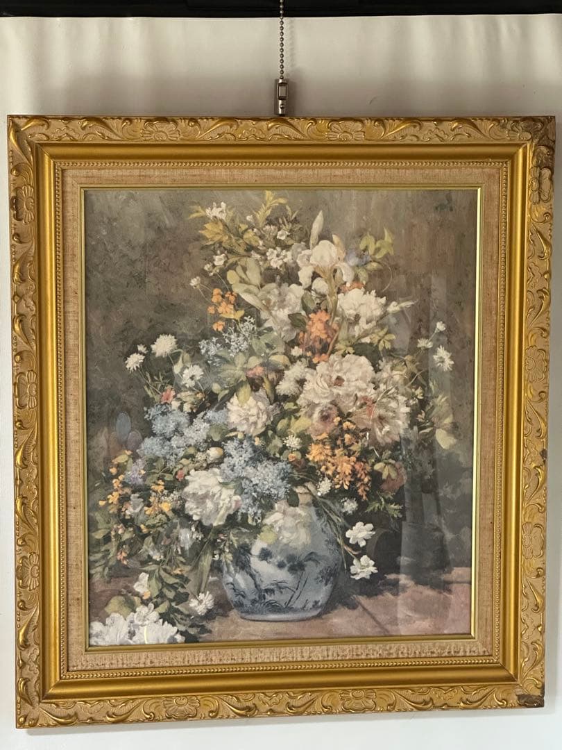 ♦️最終価格　ルノアール　大型絵画　春の花束　静物画　美術品名画　額縁　インテリア
