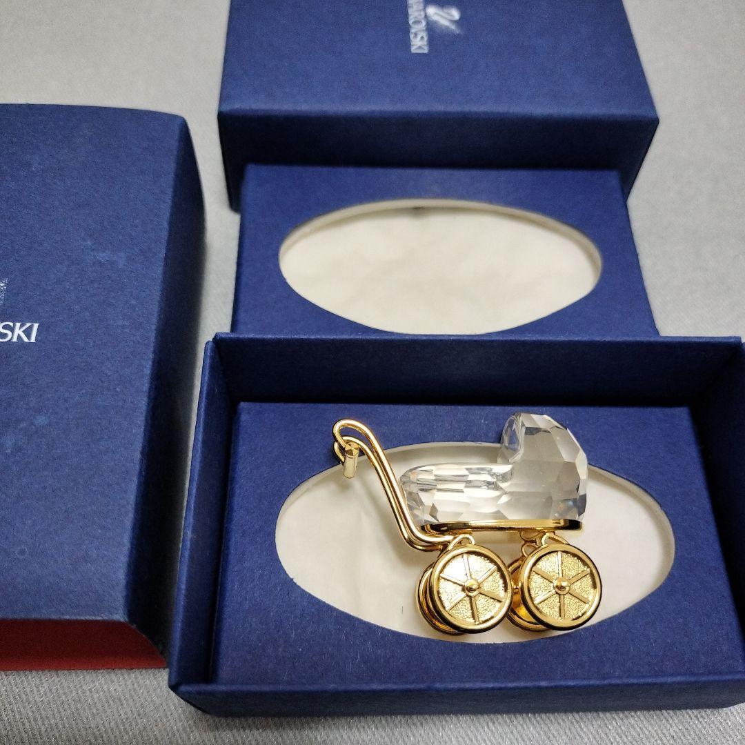 【新品】希少　Swarovski クリスタルベビーカー 置物　オブジェ　廃盤レア