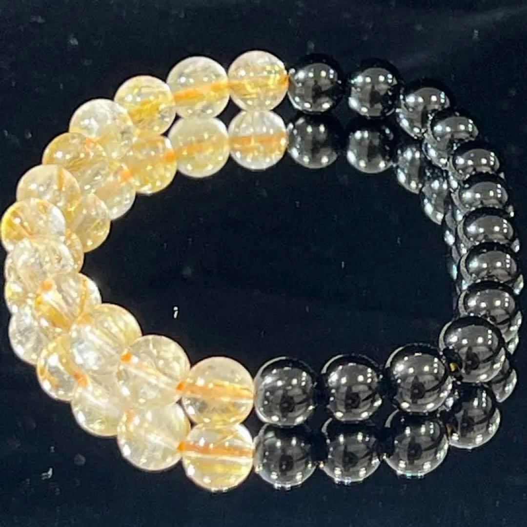 ルチルオニキスブレスレット腕周り17cm 直径8mm玉