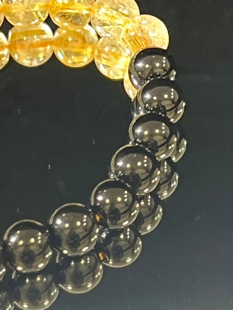 ルチルオニキスブレスレット腕周り17cm 直径8mm玉