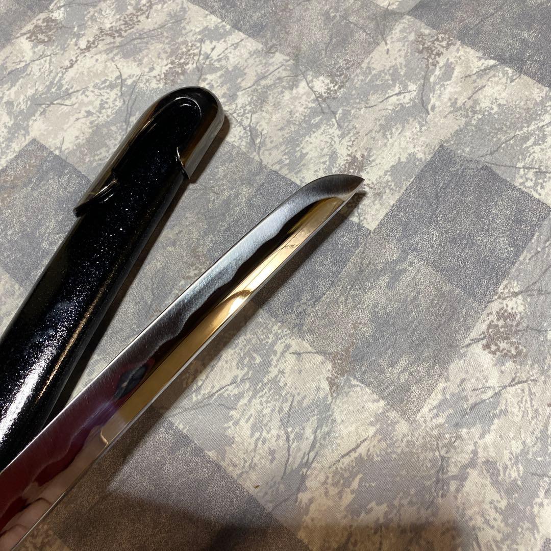 高級模造刀 脇差 白柄鍔無し 金口金尻黒呂鞘
