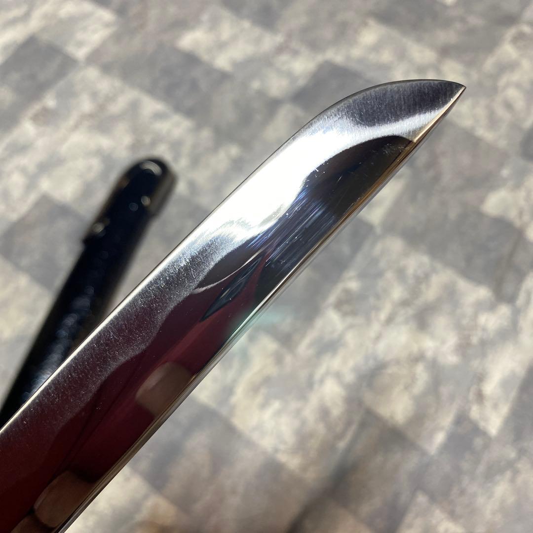 高級模造刀 脇差 白柄鍔無し 金口金尻黒呂鞘