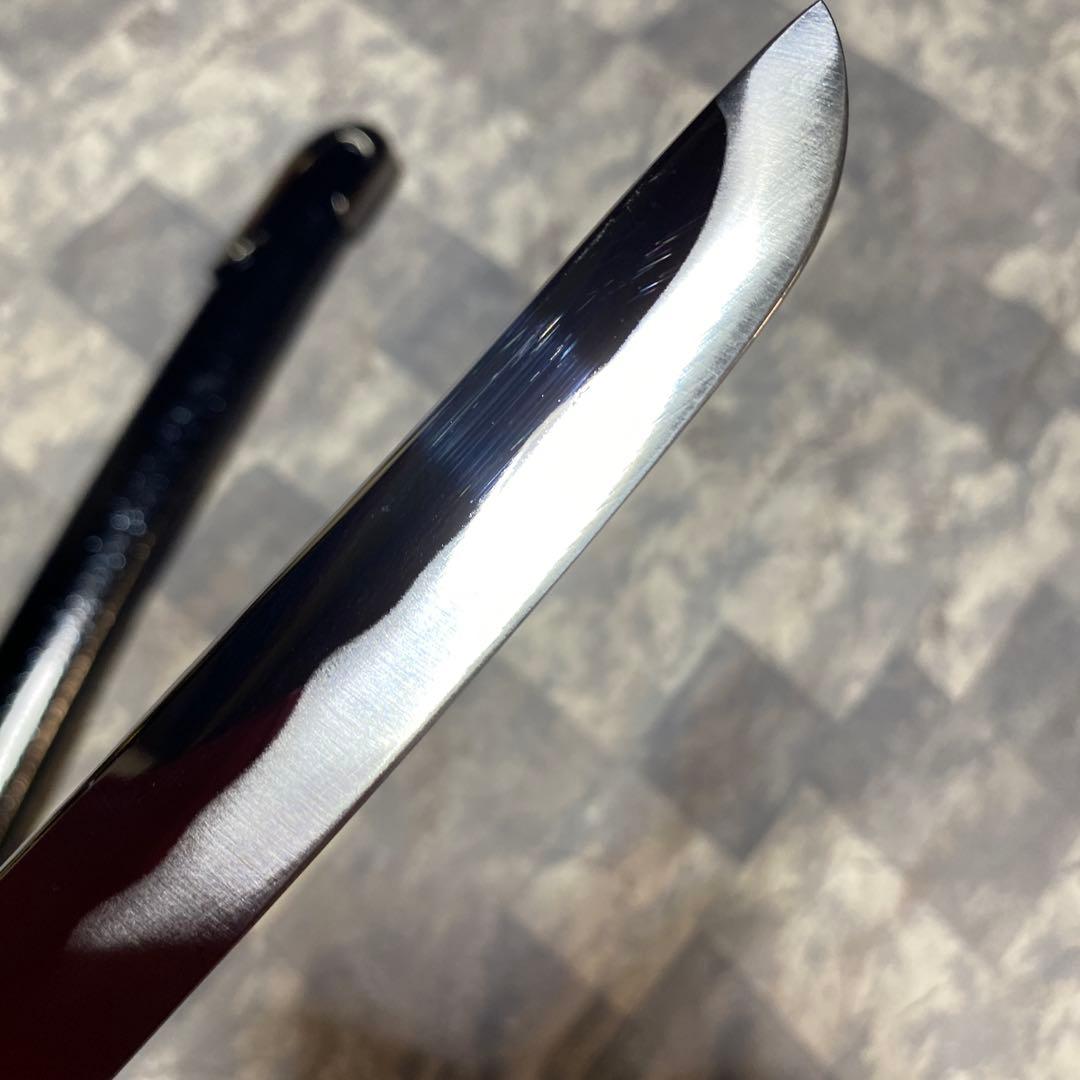高級模造刀 脇差 白柄鍔無し 金口金尻黒呂鞘