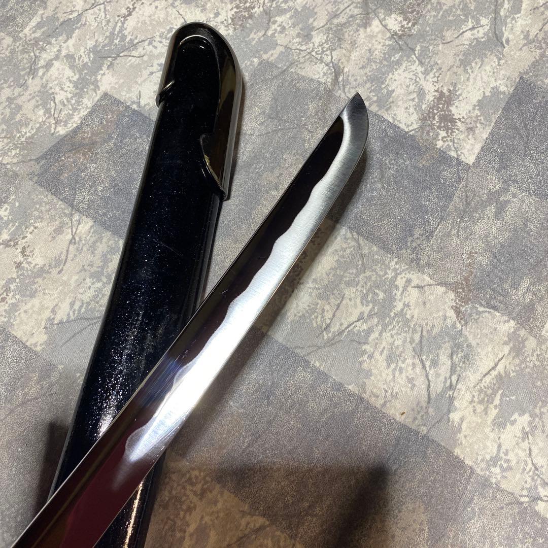 高級模造刀 脇差 白柄鍔無し 金口金尻黒呂鞘