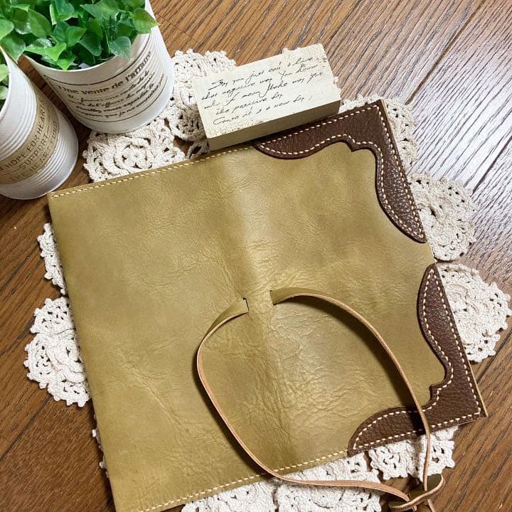 ご確認用 牛ヌメ革カーキ トラベラーズノートカバー　牛革　手帳カバー