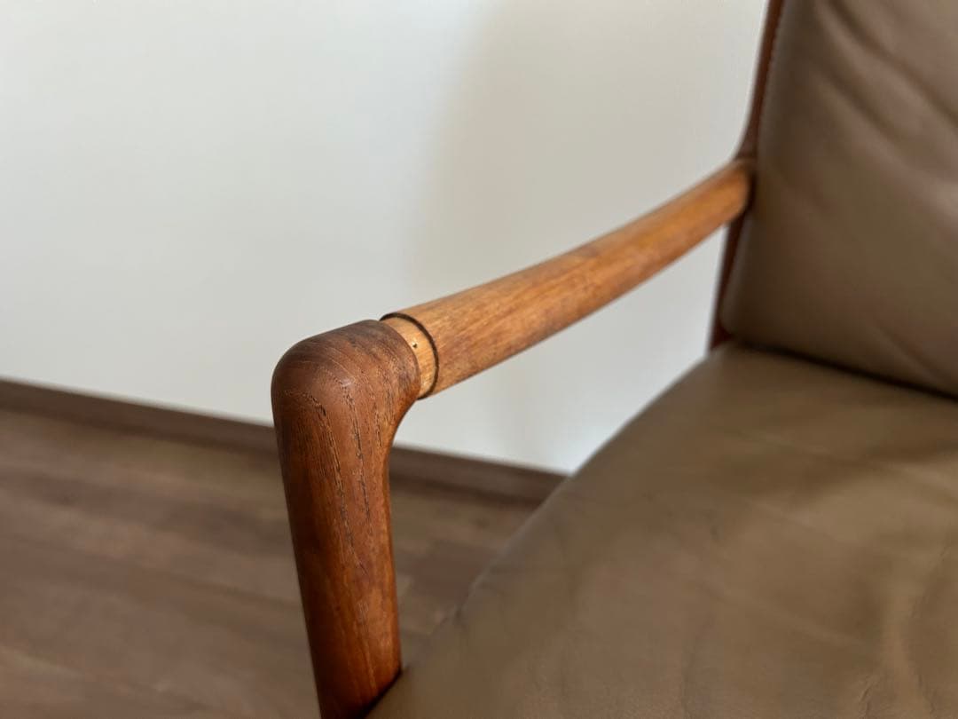 日田工芸 ヴィンテージ チーク無垢材×本革 アームチェア ダイニング マキシム