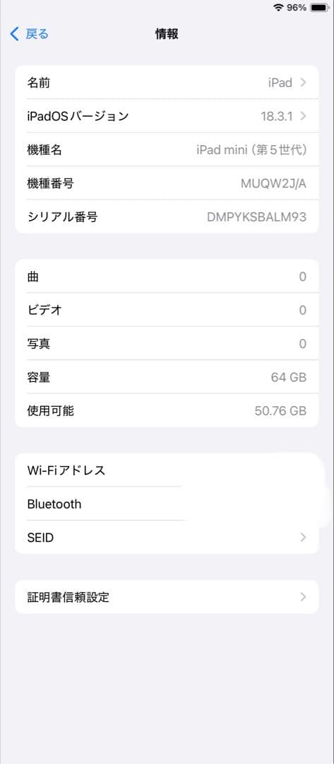 iPad mini 5 64GB ジャンク品扱い