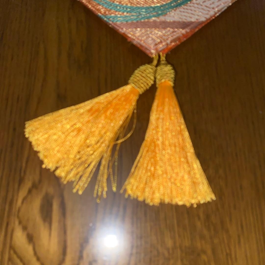 テーブルランナー　本佐賀錦　花丸　帯リメイク　正絹　長長尺