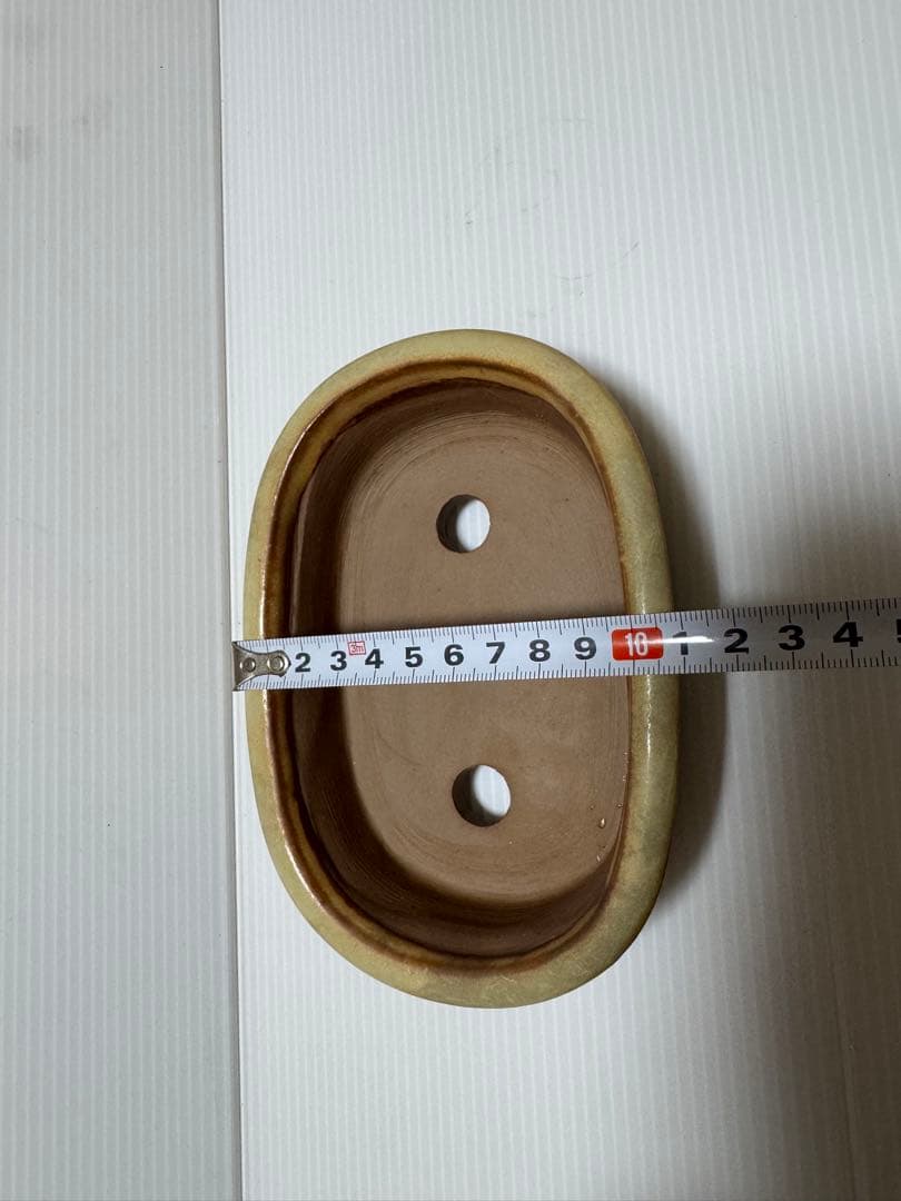 在銘 盆栽鉢 飴釉 長方鉢 小品盆栽鉢 約15cm 美品
