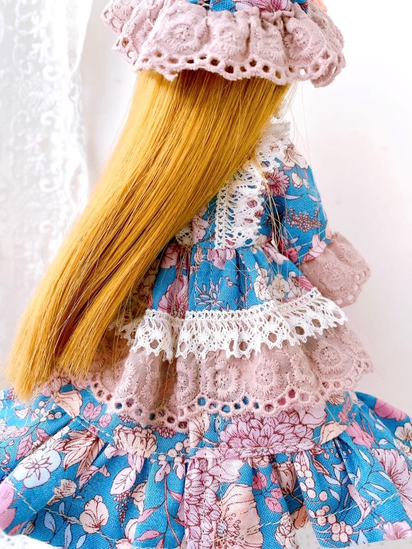 リカちゃんハンドメイド服★ 大人ガーリードレス★モーヴィピンクレース