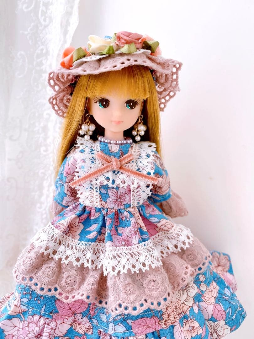 リカちゃんハンドメイド服★ 大人ガーリードレス★モーヴィピンクレース