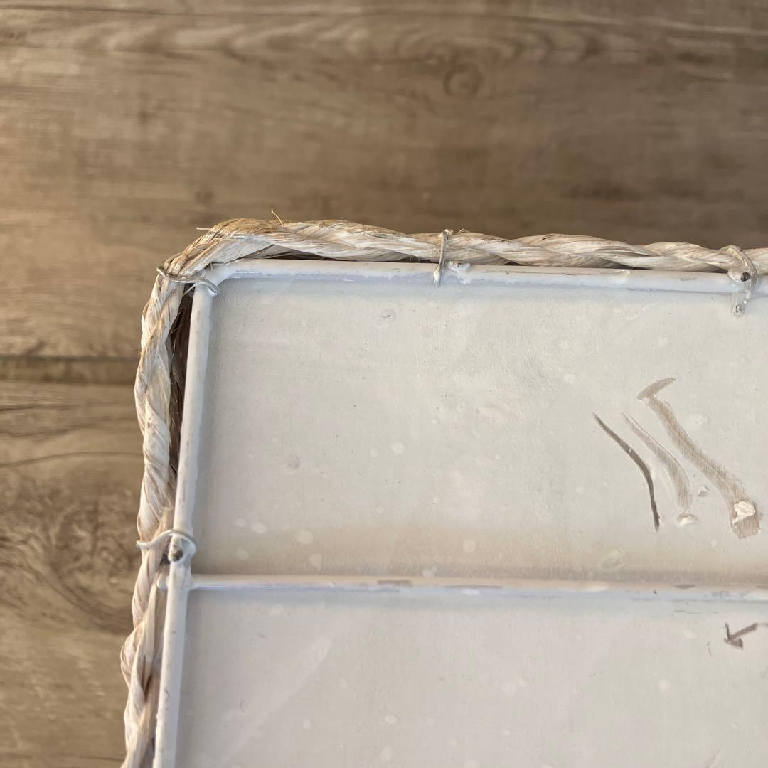 B-壁【内ビニール付】ホワイトウォッシュ 鉢カバー プランターバスケット角型カゴ