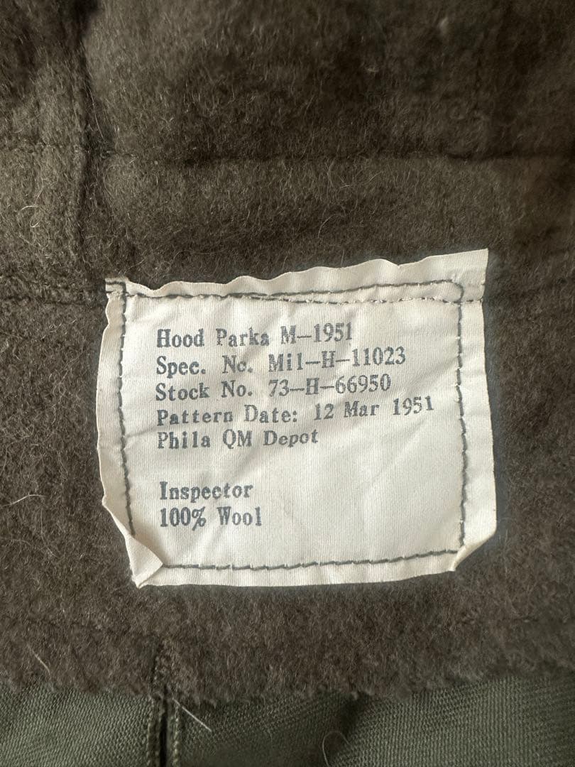 M-51 パーカー用フード　ラベル