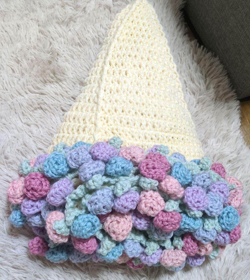 花束ブランケット　バラ　かぎ針編み　ハンドメイド