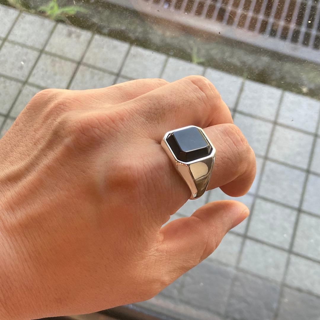 石に訳あり、新品 パワーストーン 指輪 25号 オニキス シルバー925