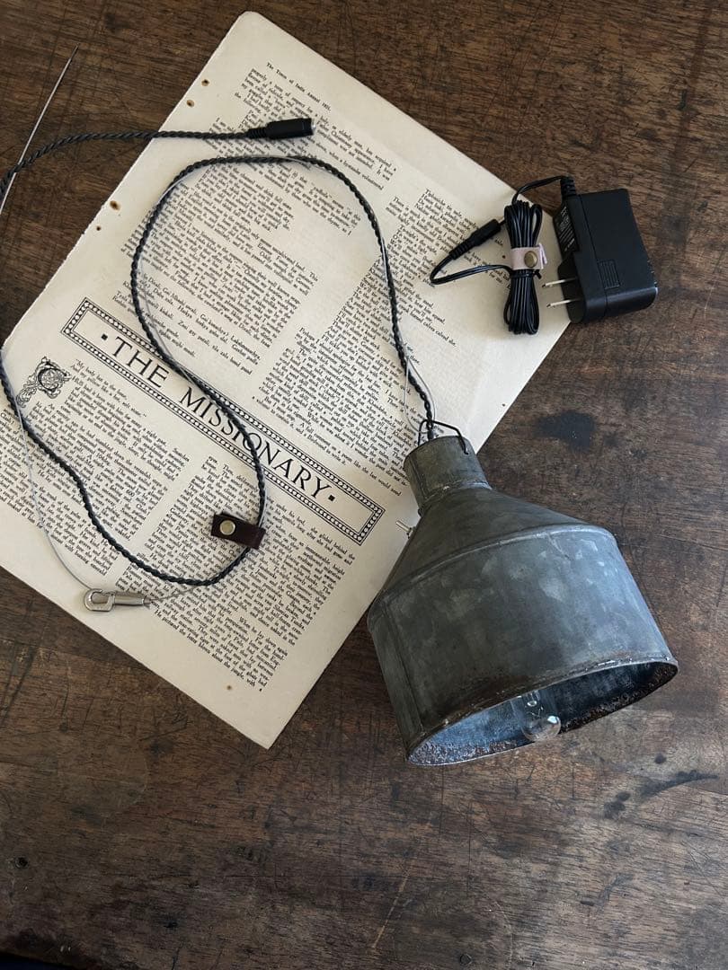 ワイヤーレール照明　古道具照明長さ調整　　　古材照明 インダストリアル照明