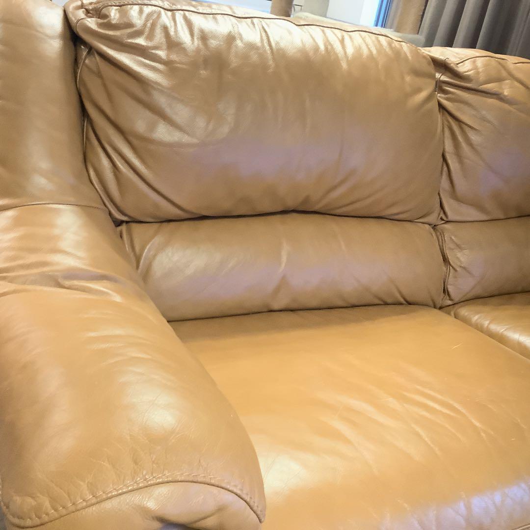 2.5人掛け　総革ソファ＋オットマン