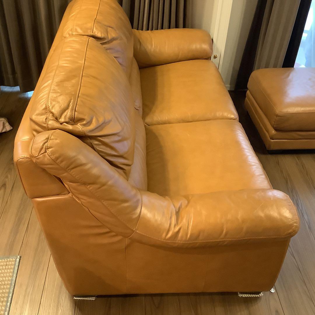 2.5人掛け　総革ソファ＋オットマン