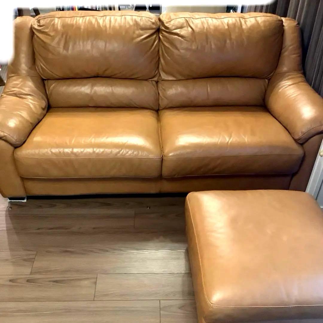 2.5人掛け　総革ソファ＋オットマン