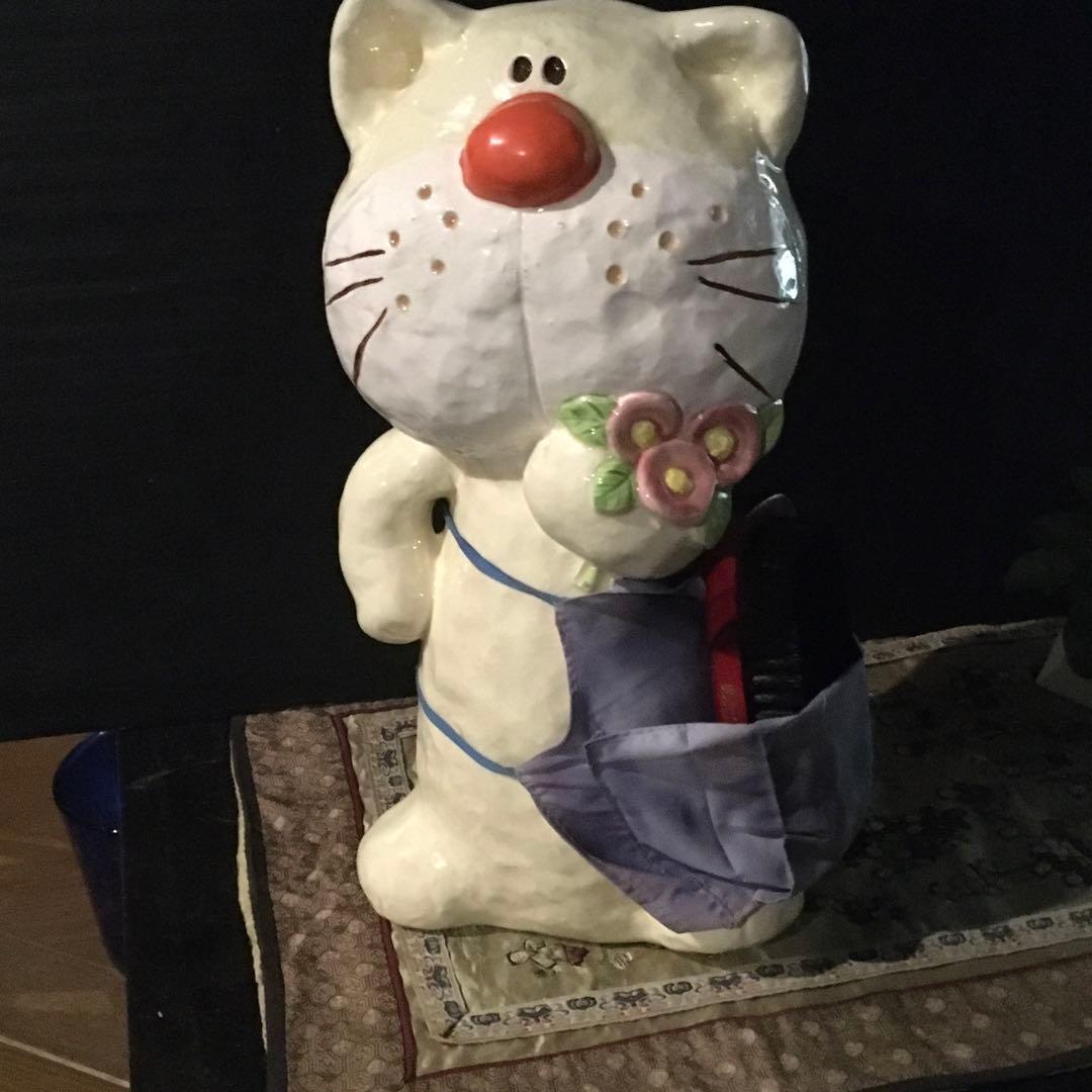 猫　陶器製　置物　インテリア　Kotobuki