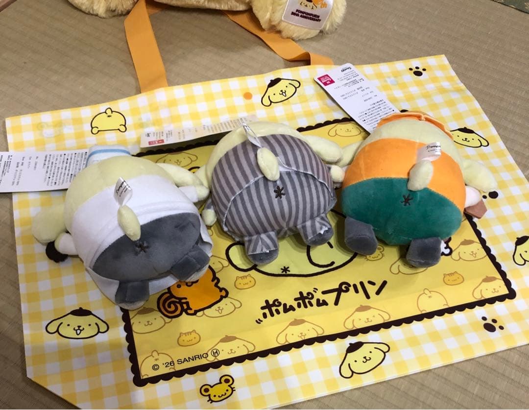 アベイル　ポムポムプリン　マスコットチャーム　3点セット　寿司　スーツ　職人