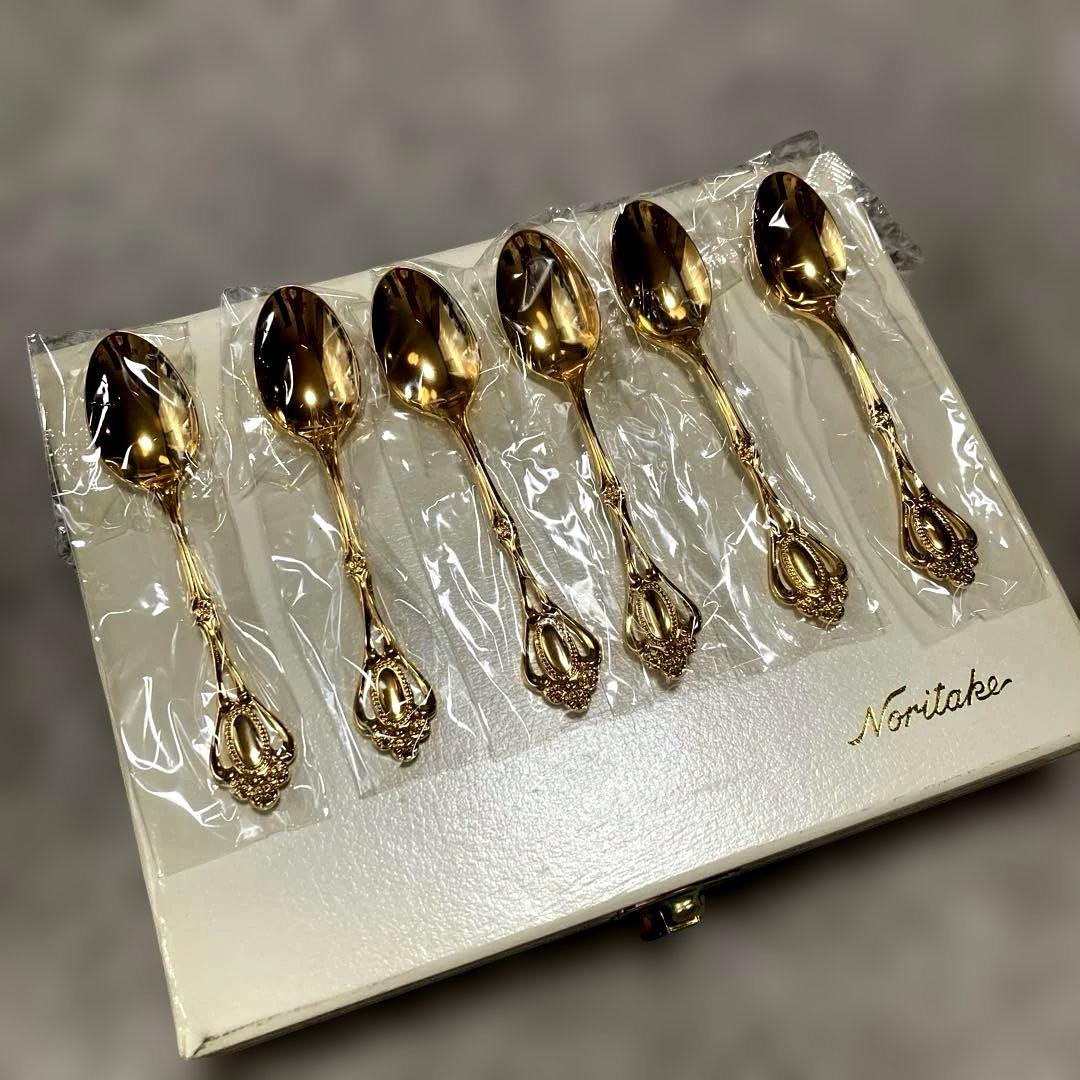 NORITAKEカトラリーセット★クリスティーヌスプーン６本セットゴールド仕上げ