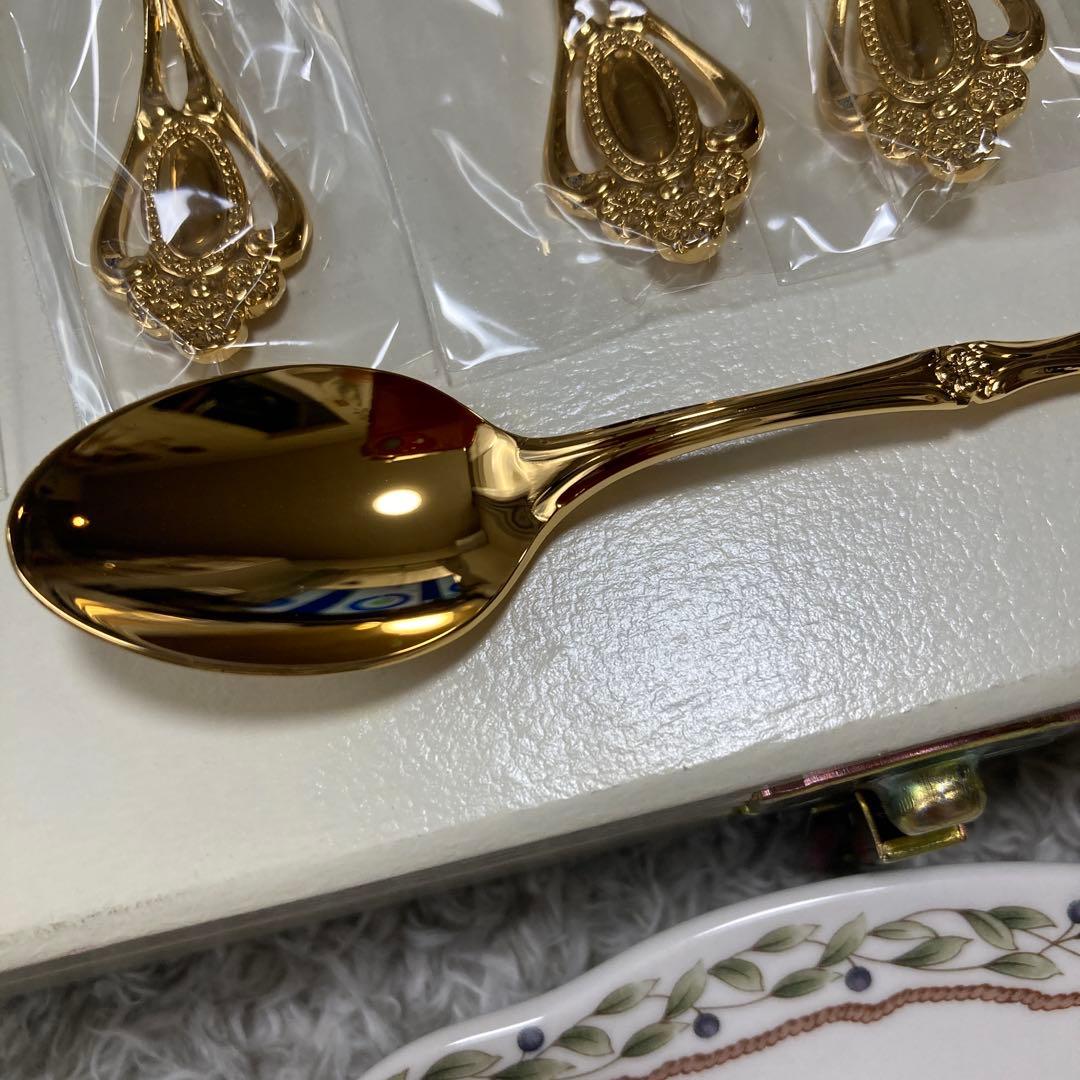 NORITAKEカトラリーセット★クリスティーヌスプーン６本セットゴールド仕上げ