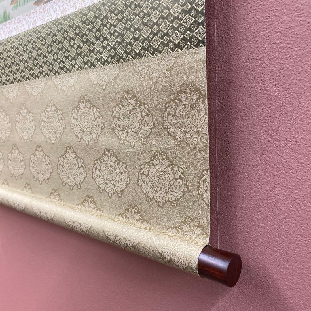 掛け軸2本 三和鳳苑作 南天福寿図、林翆雲作「嵐山」古都春秋図