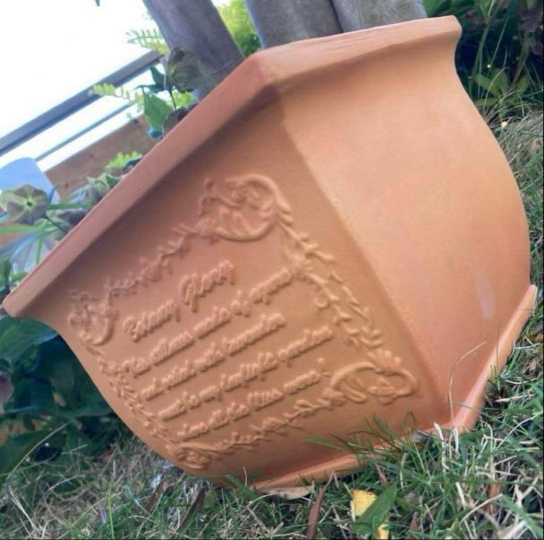 《ガーデン雑貨》アンティークスクエア鉢 立体ロゴ イングリッシュガーデン