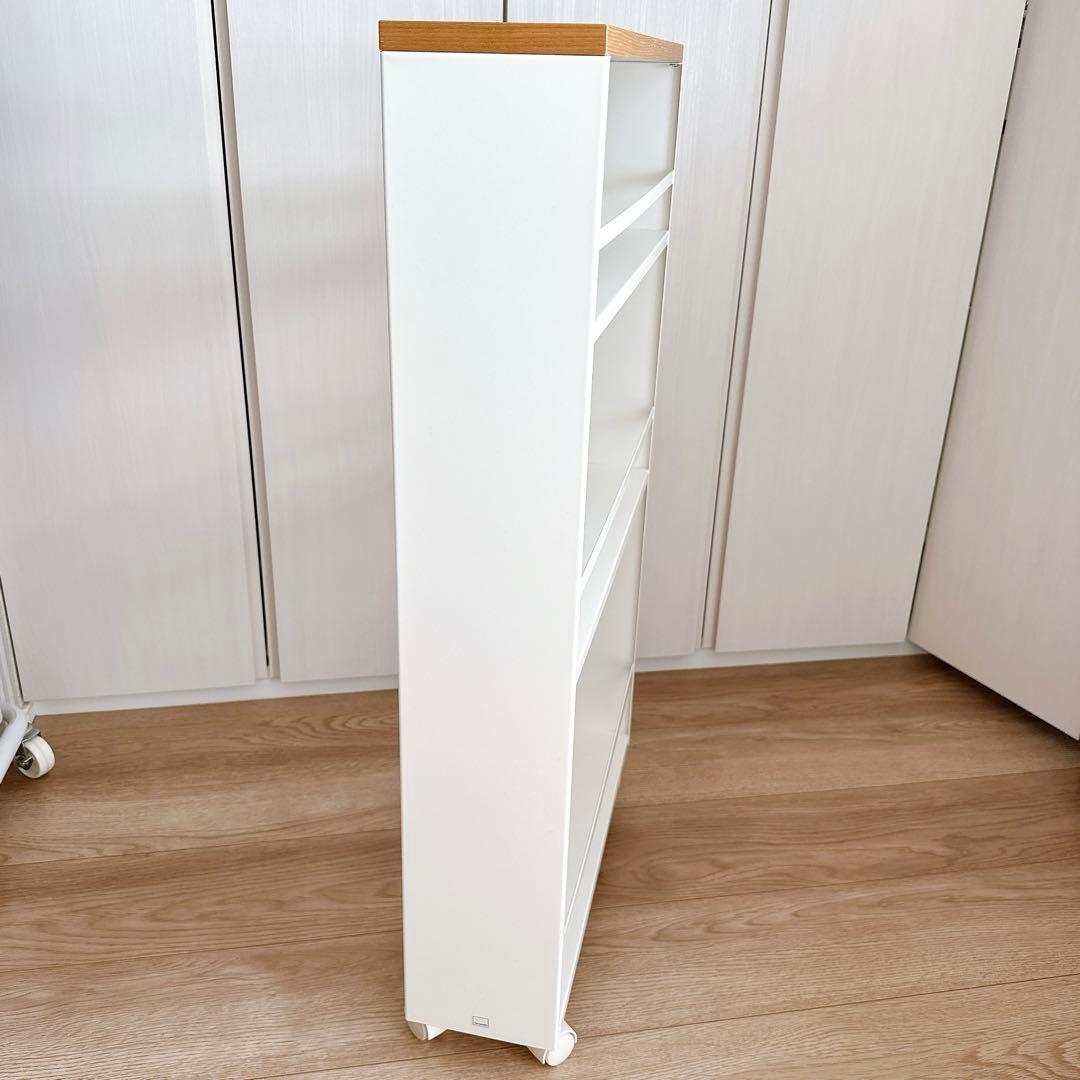 山崎実業 tower ハンドル付きスリムワゴン ホワイト