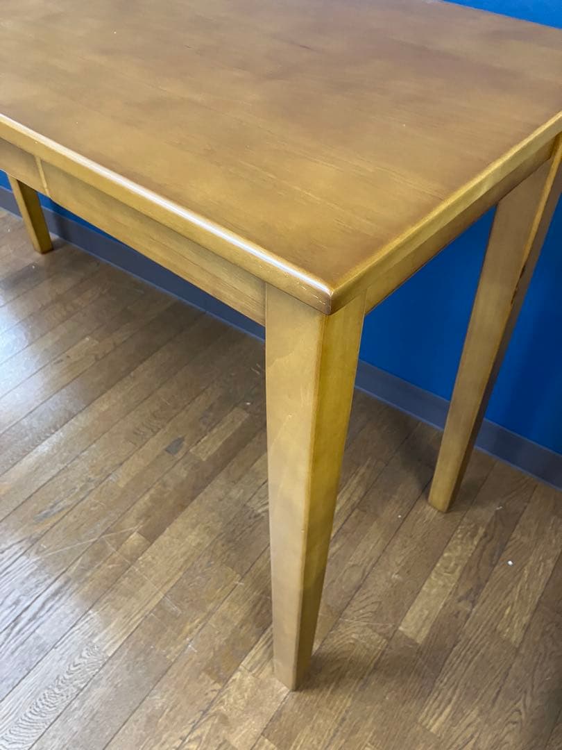 ラバーウッド無垢材　引き出し付きシンプルデスク