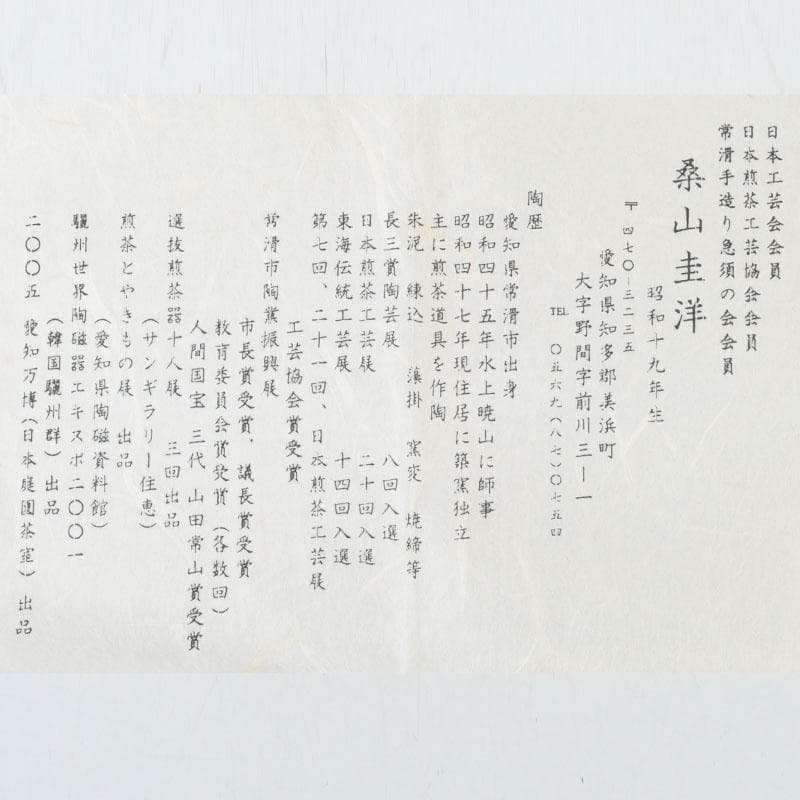 茶道具　常滑焼　桑山圭洋造　朱泥　茶注　急須　共布共箱　V　9917