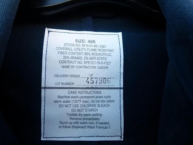 米軍実物　NAVY　ユティリティカバーオール 40R　FR　難燃 つなぎ 153