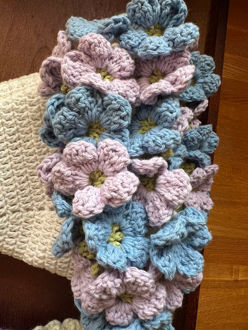 2色のお花の花束ブランケット　リボンつき