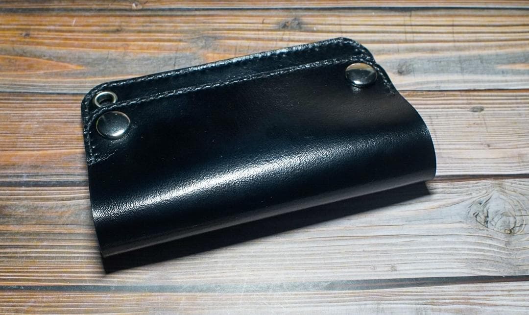 ミドルトラッカーウォレット　馬革 茶芯ブラック ニッケル　トラッカーウォレット
