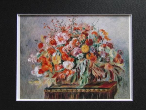 ルノワール 、【大きな夏の花かご】、希少画集画、新品高級額・額装付